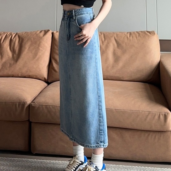ロングスカート 大人の余裕ある着こなしロングデニム