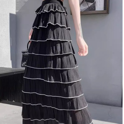 ロングスカート ティアードフリル 重ね層スカート