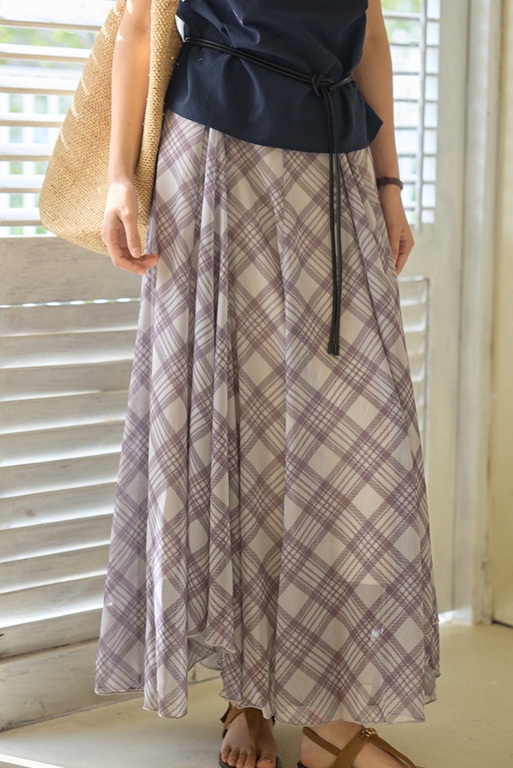 ロングスカート 揺れるアシンメトリープリーツスカート