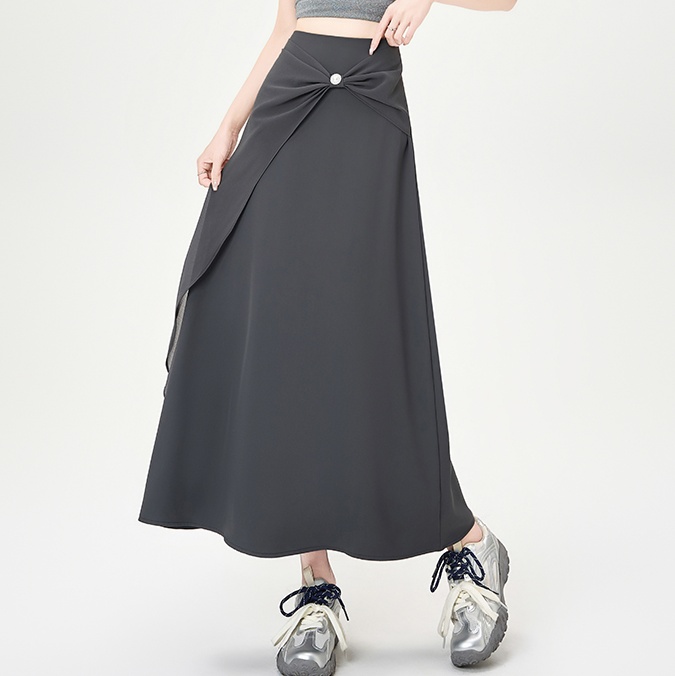 ロングスカート 結び目デザイン ドレープラップスカート