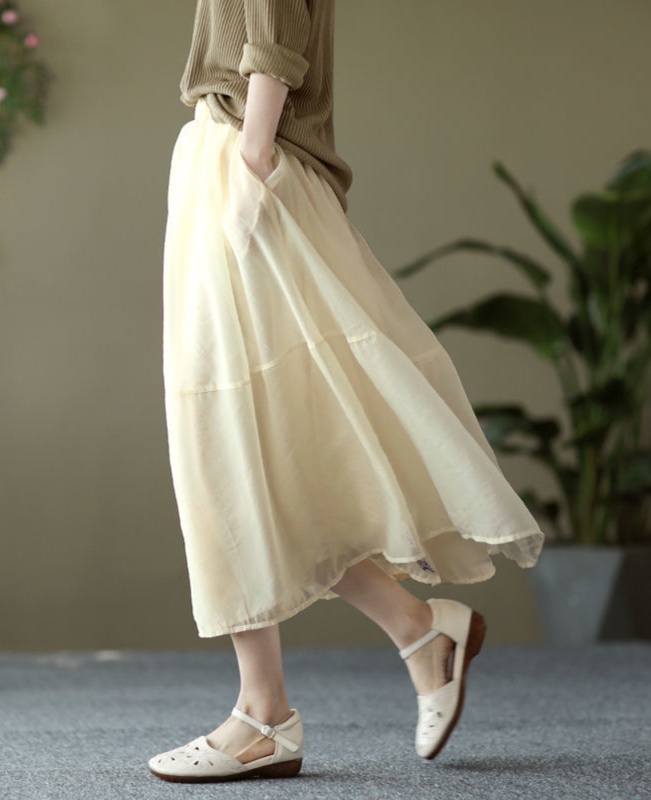 ロングスカート ふんわり優美 ミモレ丈ギャザースカート