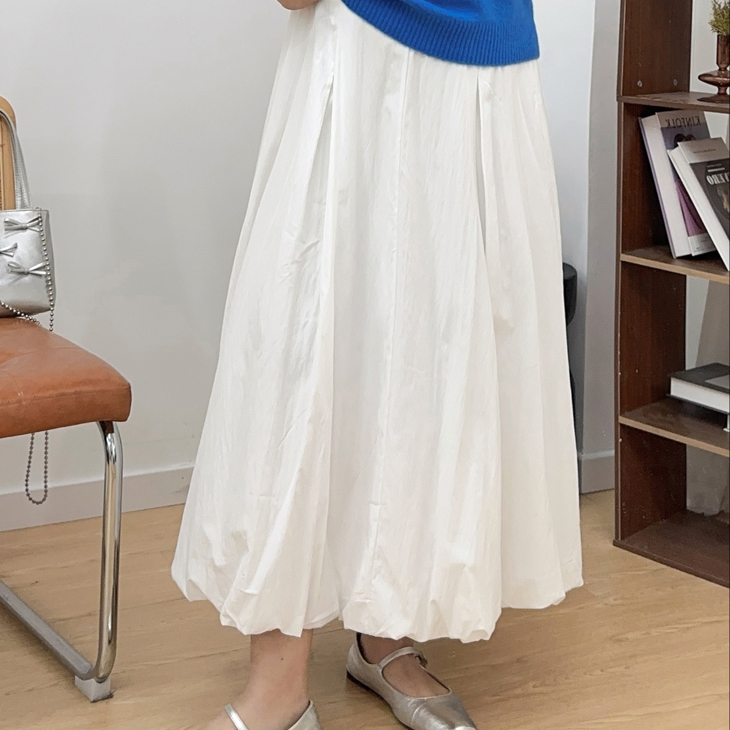 ロングスカート 優美なプリーツバルーンマキシスカート