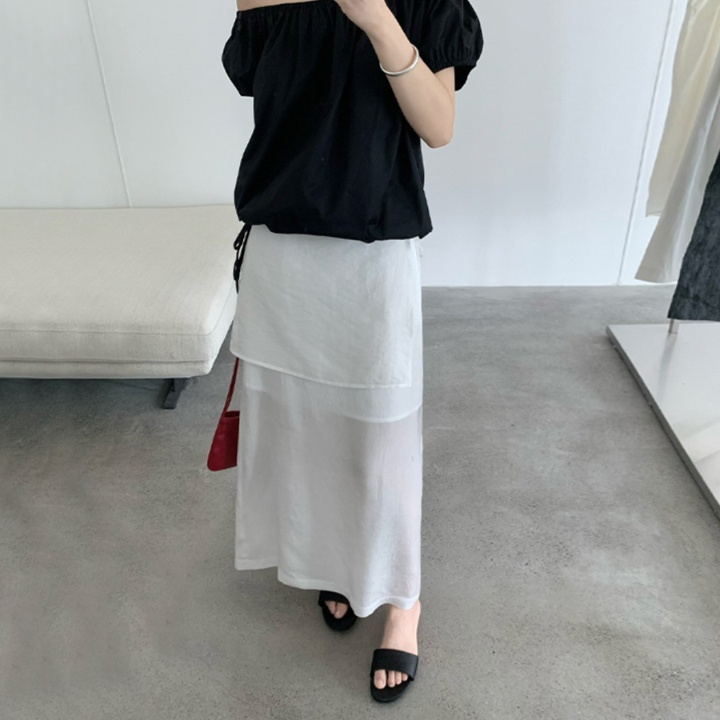 ロングスカート リネン風フレアラップスカート