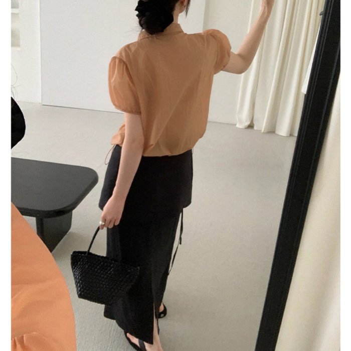 ロングスカート リネン風フレアラップスカート