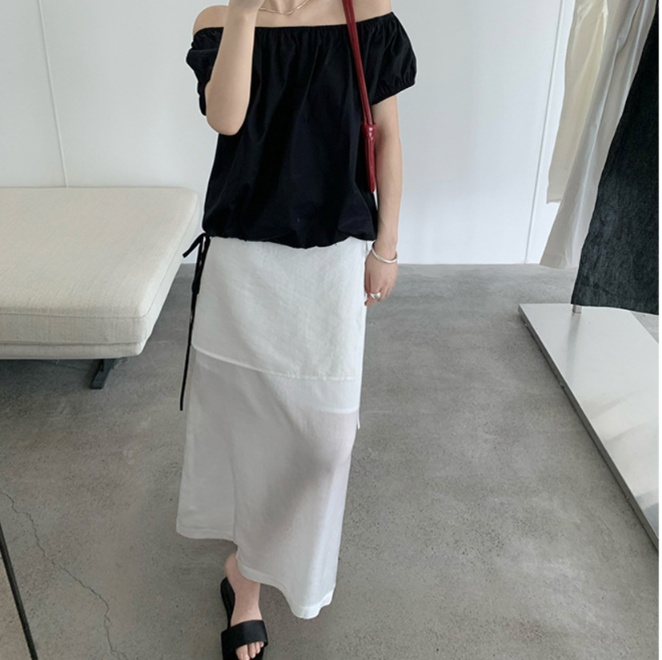 ロングスカート リネン風フレアラップスカート