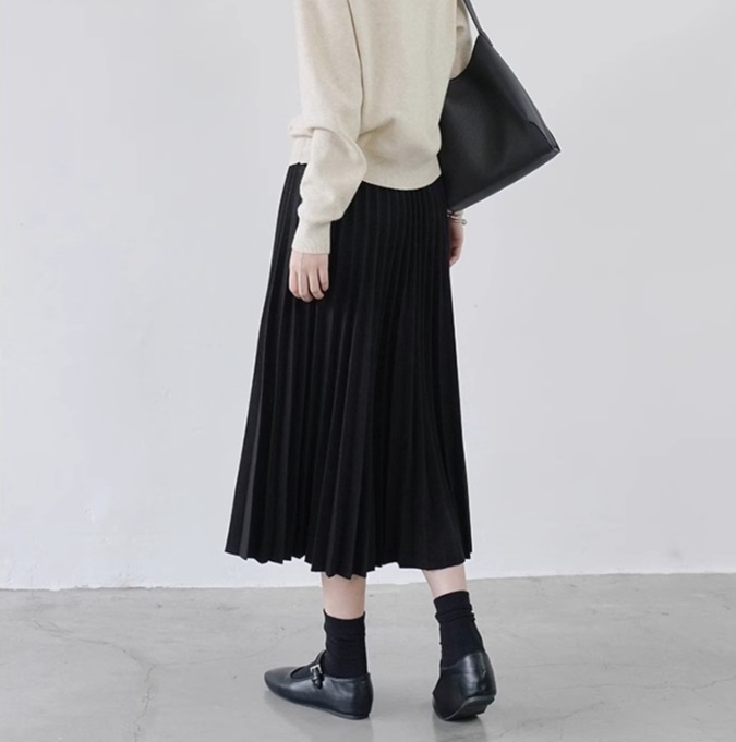 ロングスカート なめらかプリーツスカート