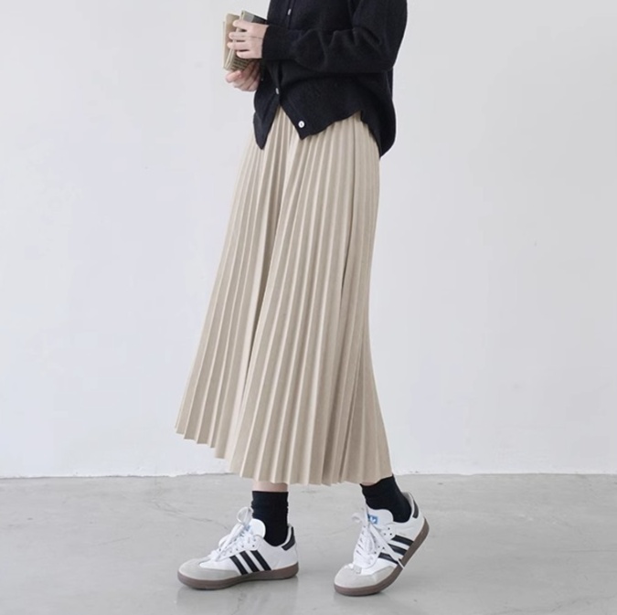 ロングスカート なめらかプリーツスカート