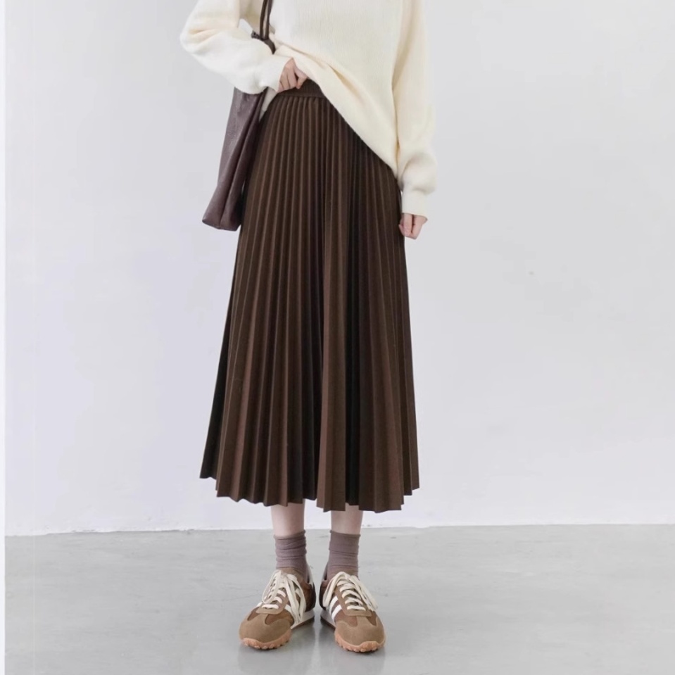 ロングスカート なめらかプリーツスカート