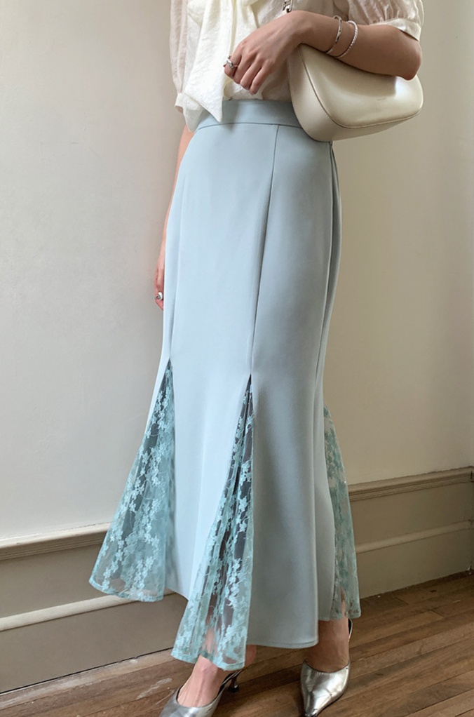 ロングスカート レース切替マーメイドスカート