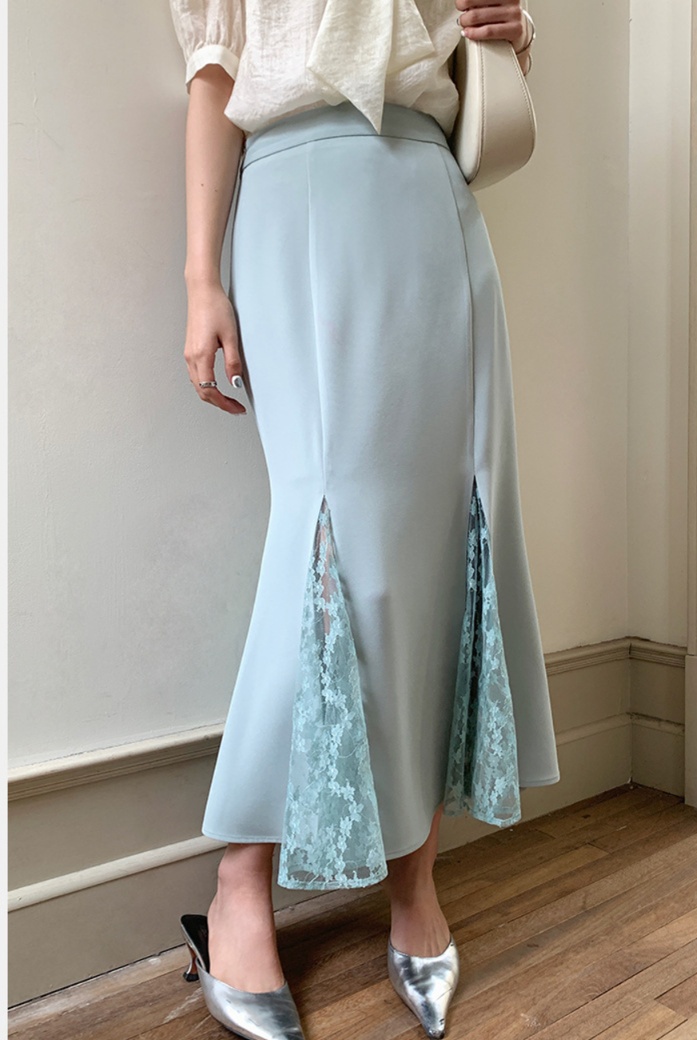 ロングスカート レース切替マーメイドスカート