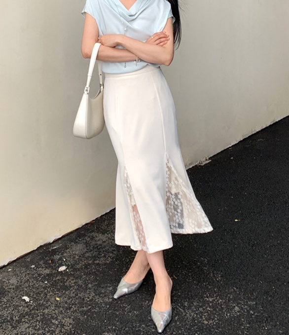 ロングスカート レース切替マーメイドスカート