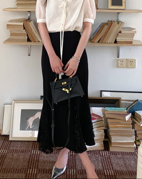 ロングスカート レース切替マーメイドスカート