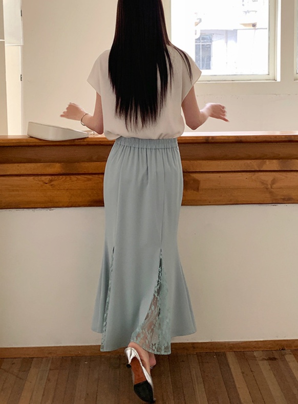 ロングスカート レース切替マーメイドスカート