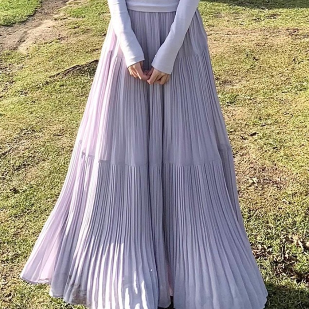ロングスカート エアリープリーツ ロングマキシスカート