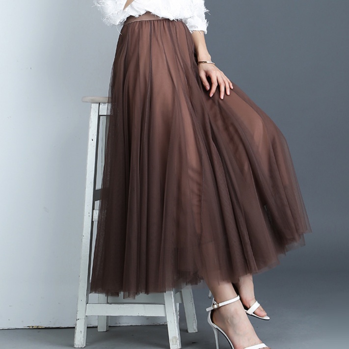 ロングスカートチュールプリーツスカート