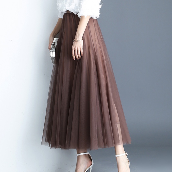 ロングスカートチュールプリーツスカート