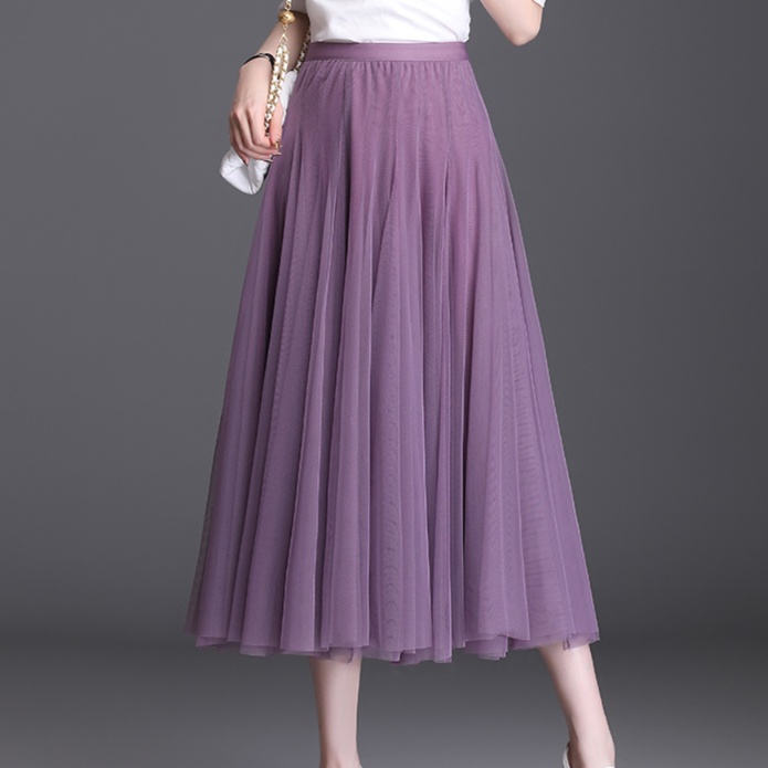 ロングスカートチュールプリーツスカート