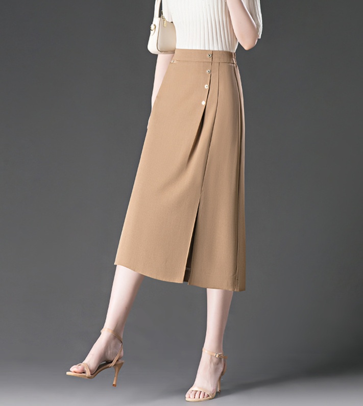 ロングスカート 上品シルエット ラップミディスカート