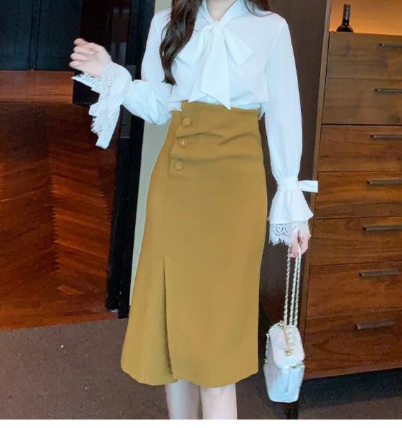 ロングスカート 上品フレアラインラップスカート