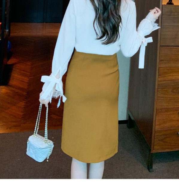 ロングスカート 上品フレアラインラップスカート