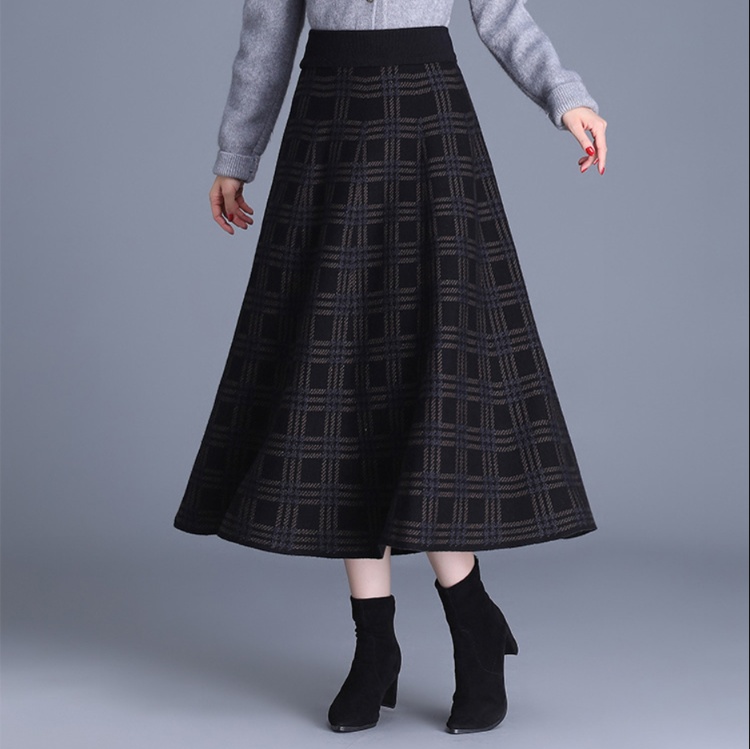 ロングスカート チェック柄ミディ丈プリーツスカート