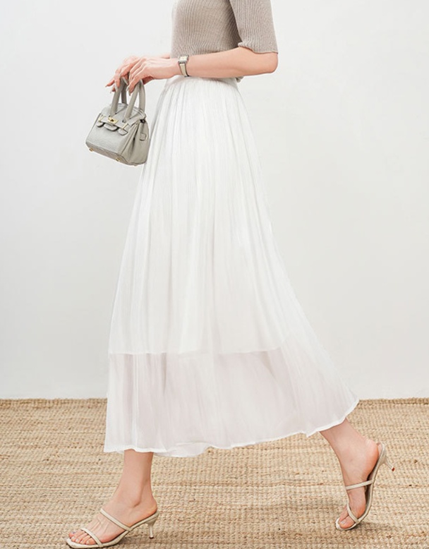 ロングスカート 優美なプリーツ シフォンマキシスカート
