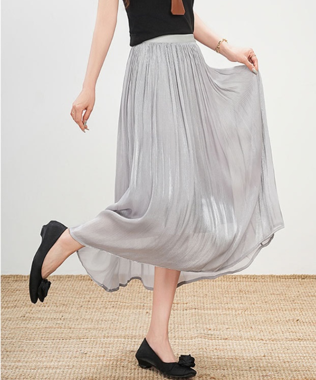 ロングスカート 優美なプリーツ シフォンマキシスカート
