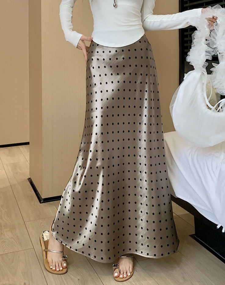 ロングスカート 水玉模様の優雅なマーメイドシルエットスカート