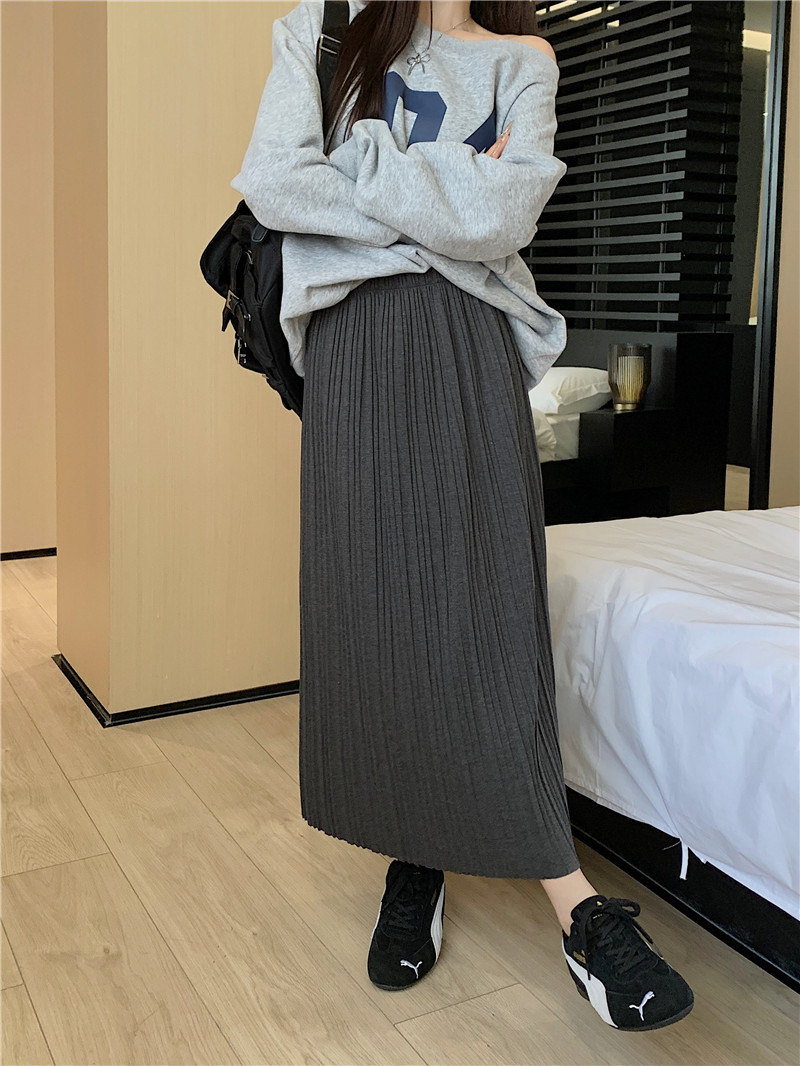 ロングスカート 優雅なロングプリーツスカート