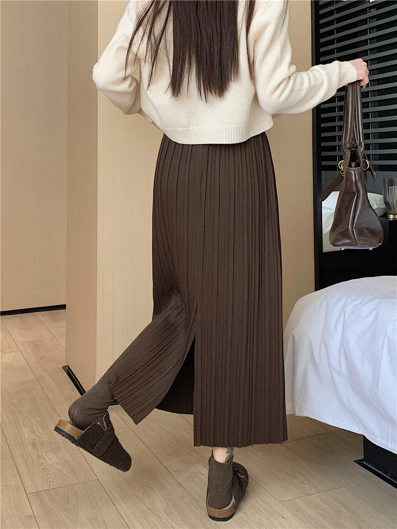ロングスカート 優雅なロングプリーツスカート