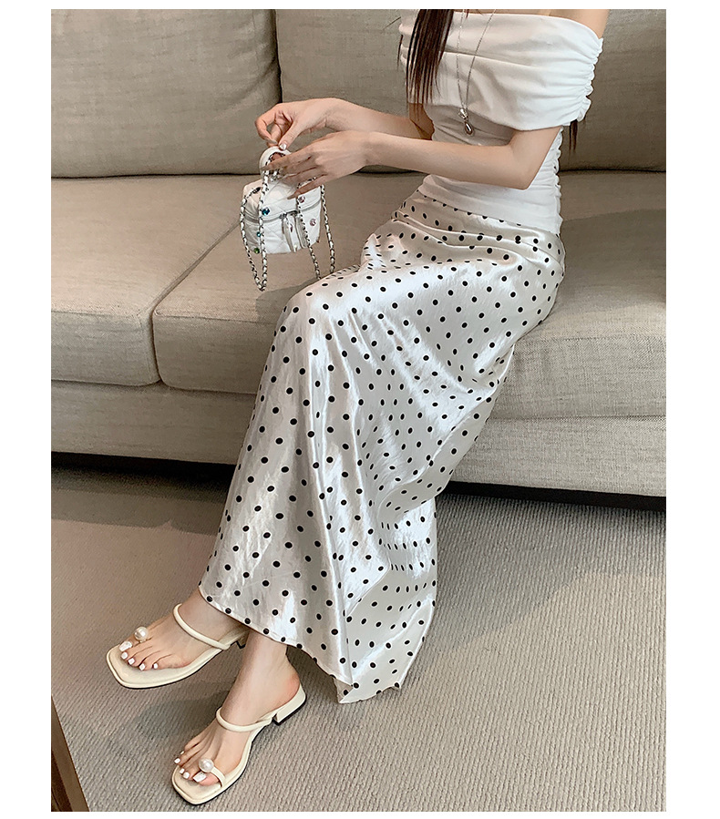 ロングスカート 水玉模様の優雅なマーメイドシルエットスカート