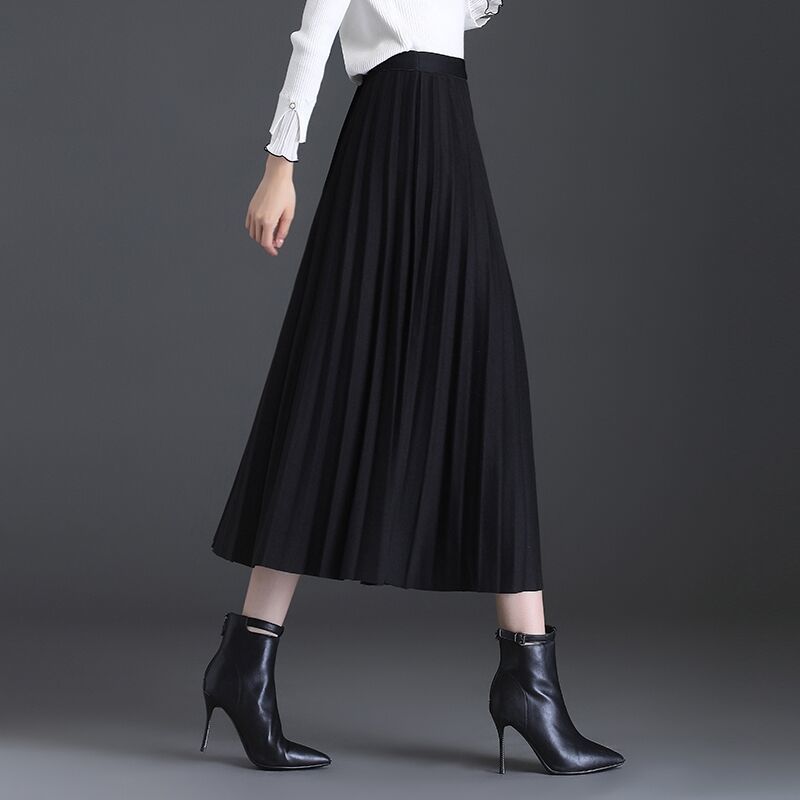 ロングスカート 流れるような上品プリーツスカート
