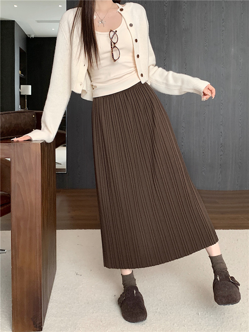 ロングスカート 優雅なロングプリーツスカート