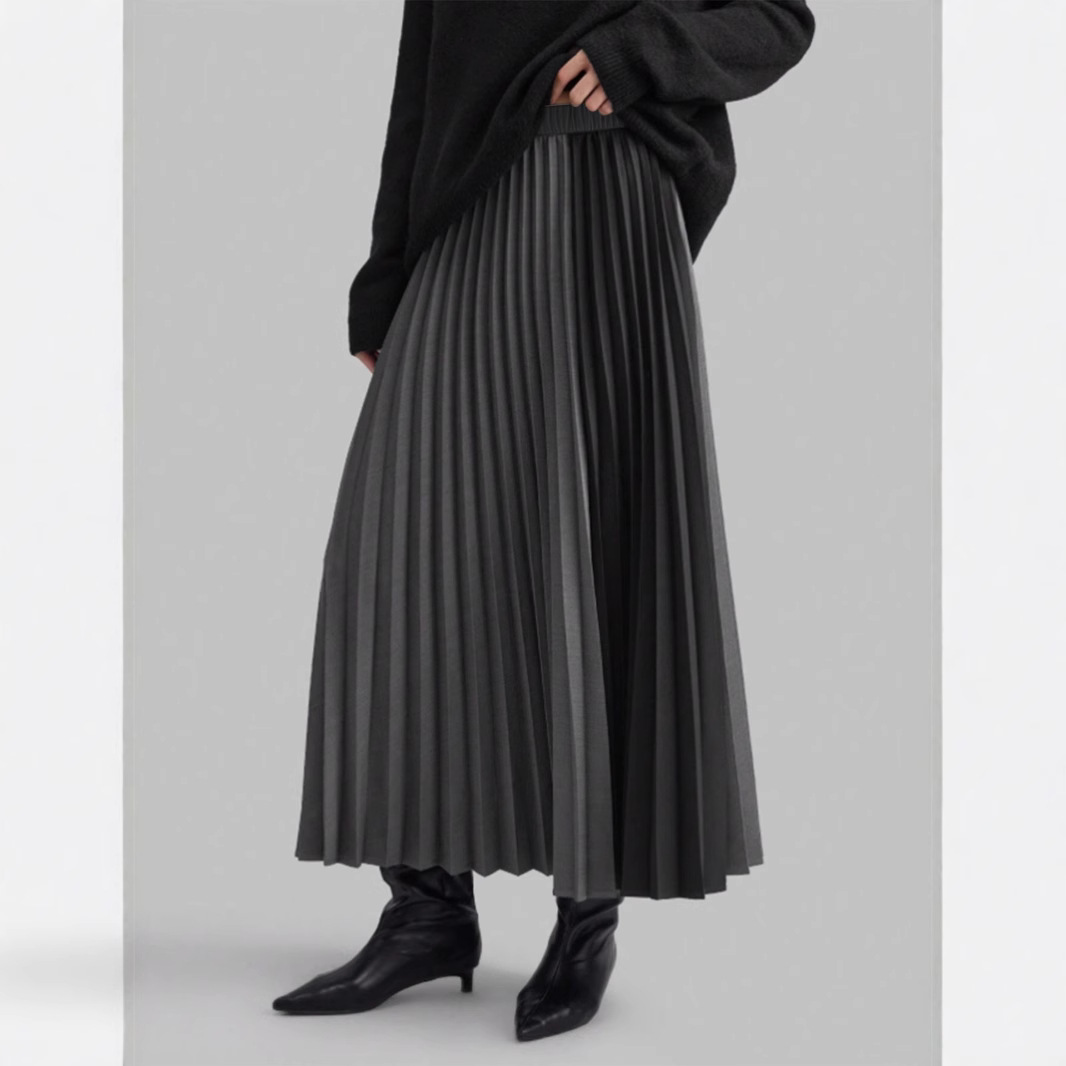 ロングスカート 上質なマキシ丈プリーツスカート