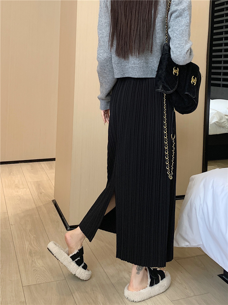 ロングスカート 優雅なロングプリーツスカート