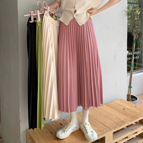 ロングスカート 上品シルエット ミディ丈プリーツスカート