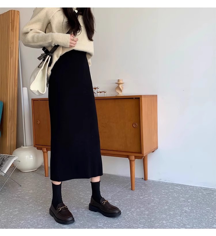 ロングスカート 洗練ミディ丈タイトスカート