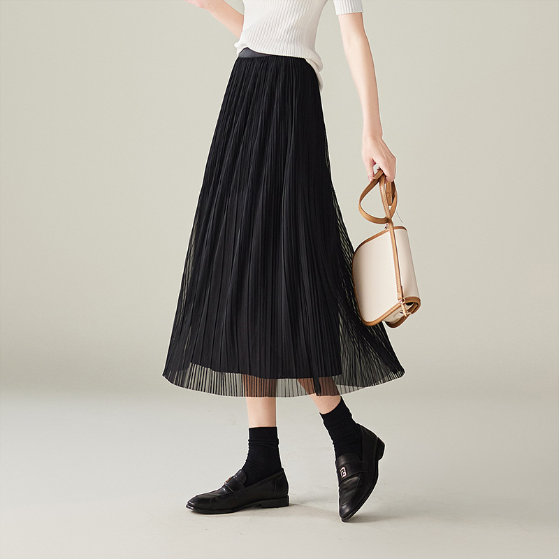 優美な輝きプリーツロングスカート