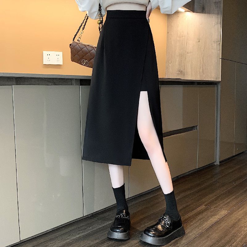 ロングスカート モダン切り替えスリットスカート