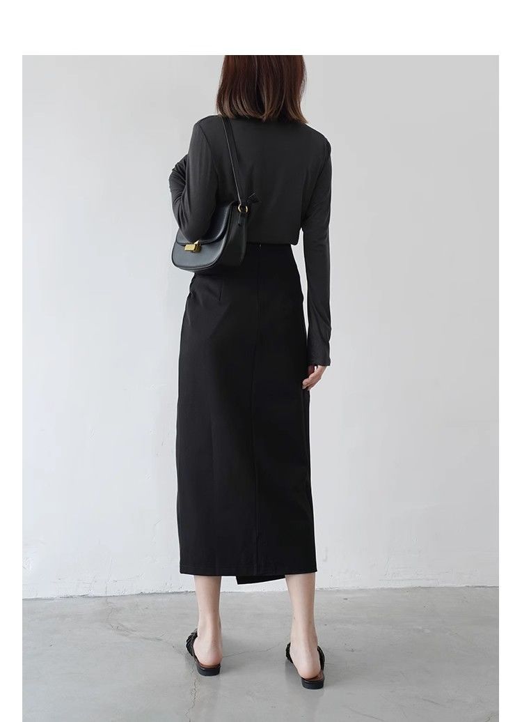 ロングスカート すっきりシルエット ラップスカート