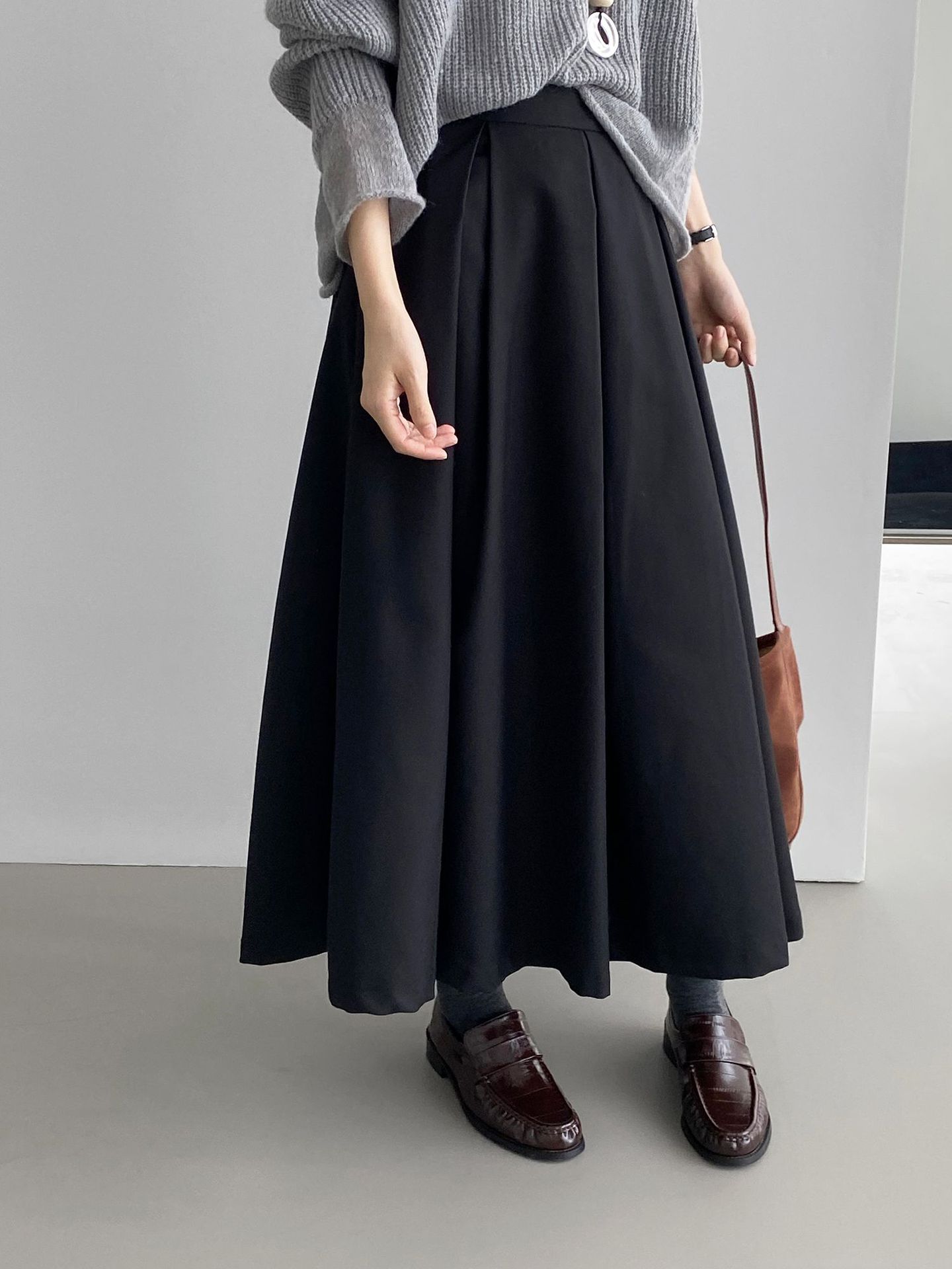 ロングスカート 上質感ロングプリーツスカート