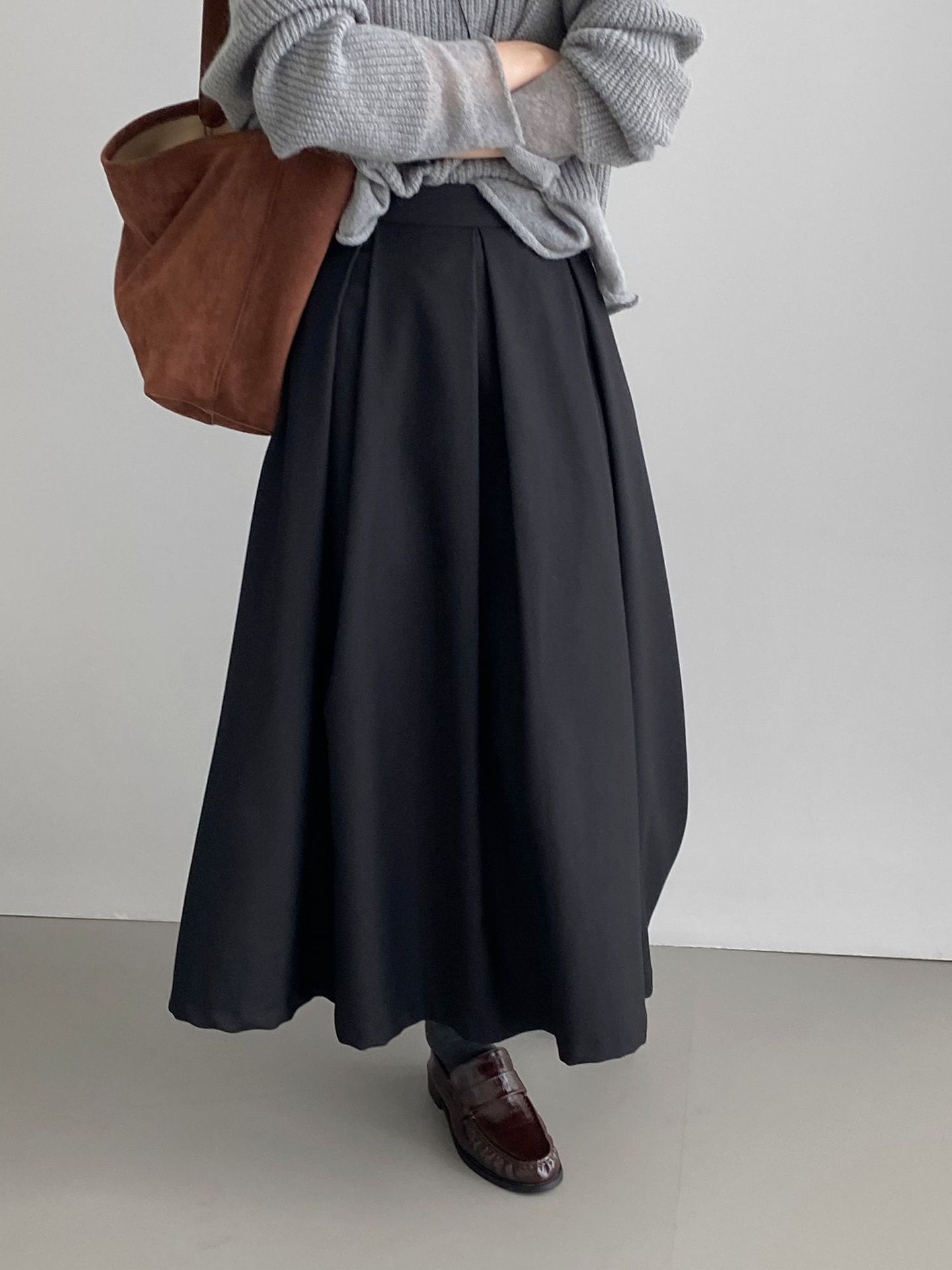 ロングスカート 上質感ロングプリーツスカート