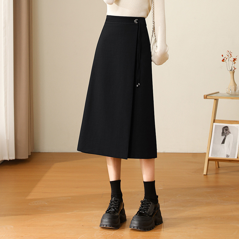 ロングスカート 上品な大人のラップミディスカート