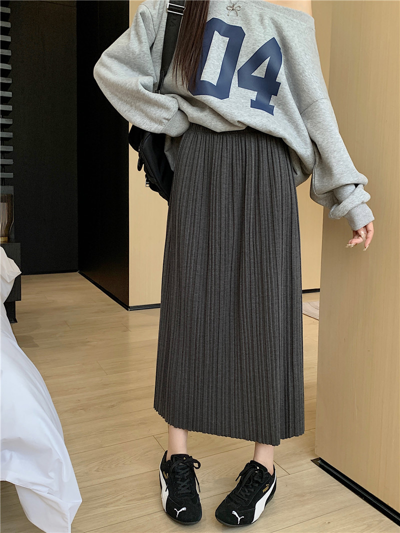 ロングスカート 優雅なロングプリーツスカート