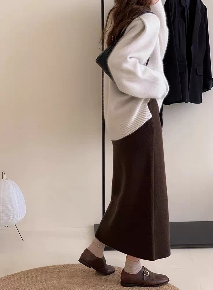 ロングスカート なめらか落ち感 ロングAラインスカート