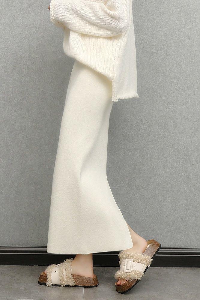 ロングスカート 柔らか素材のリラックスタイトスカート