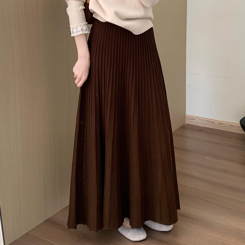 ロングスカート 優美なロングプリーツスカート
