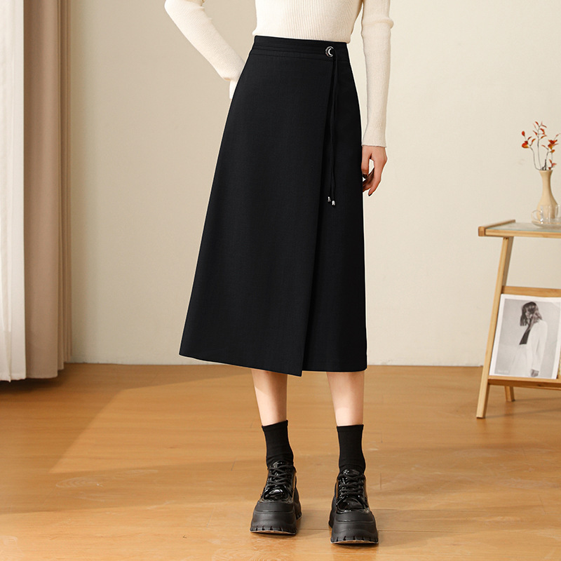 ロングスカート 上品な大人のラップミディスカート