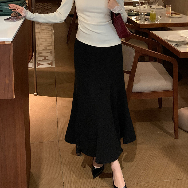ロングスカート 優雅な裾広がりマーメイドスカート