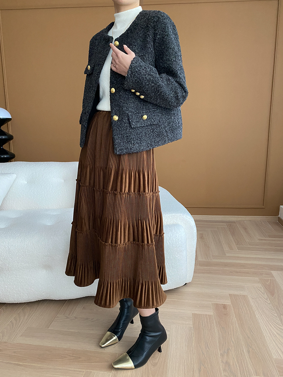 プリーツティアードロングスカート